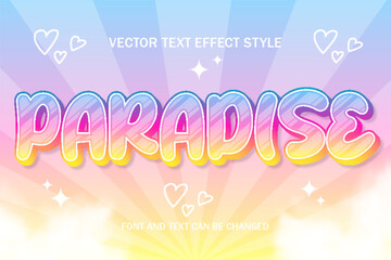 paradise cute beauty typography editable text effect font style lettering template background design