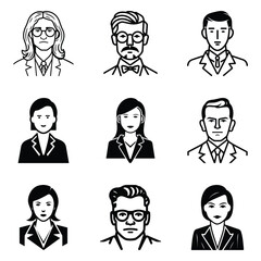 Business People 1 Flat Icon Set Isolated On White Background
