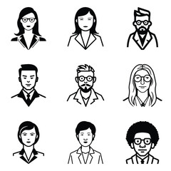 Business People 1 Flat Icon Set Isolated On White Background