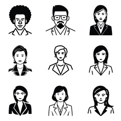 Business People 1 Flat Icon Set Isolated On White Background
