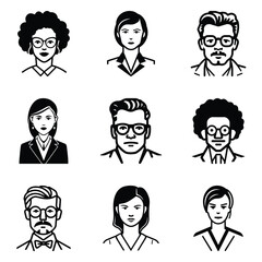 Business People 1 Flat Icon Set Isolated On White Background