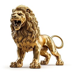 Antique Gold Lion Statue isolated on white background