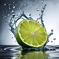fresh lime and water splash