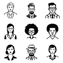 Business People 1 Flat Icon Set Isolated On White Background