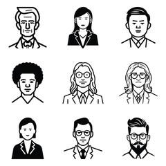 Business People 1 Flat Icon Set Isolated On White Background