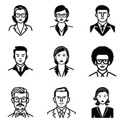 Business People 1 Flat Icon Set Isolated On White Background