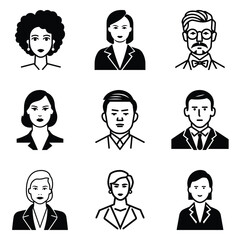Business People 1 Flat Icon Set Isolated On White Background