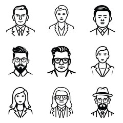 Business People 1 Flat Icon Set Isolated On White Background