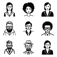 Business People 1 Flat Icon Set Isolated On White Background