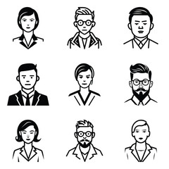 Business People 1 Flat Icon Set Isolated On White Background