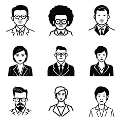 Business People 1 Flat Icon Set Isolated On White Background