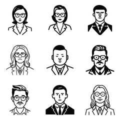 Business People 1 Flat Icon Set Isolated On White Background