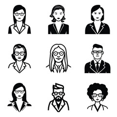 Business People 1 Flat Icon Set Isolated On White Background