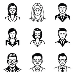 Business People 1 Flat Icon Set Isolated On White Background