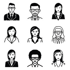 Business People 1 Flat Icon Set Isolated On White Background
