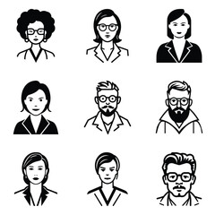 Business People 1 Flat Icon Set Isolated On White Background