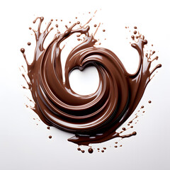 Melted Chocolate swirl whirlpool isolated on white background