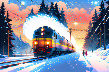 train with falling stars. Generative AI