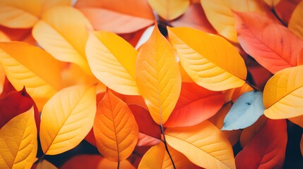 Beautiful yellow red and orange leaves in an autumn