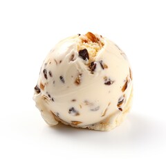 Rum Raisin Ice Cream Ball isolated on white background