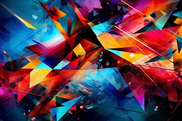 generate unique digital artwork featuring abstract geometric patterns and vibrant colors. Generative AI
