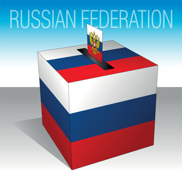 Russian Federation, ballot box, political elections, flag and symbols, vector illustration, Russia