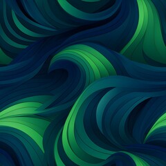 Fototapeta premium green and blue waves abstract background seamless pattern