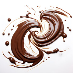 Melted dark Chocolate swirl whirlpool isolated on white background