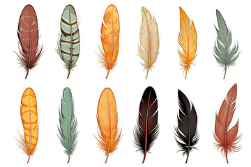 bird feather from wing isolated on PNG Background. Generative Ai.