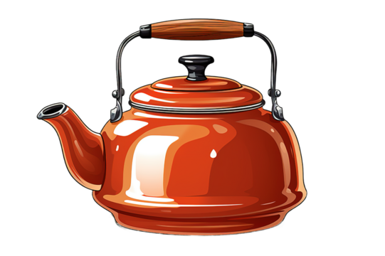 Hand drawing tea pot illustration. isolated on PNG Background. Generative Ai. - Powered by Adobe