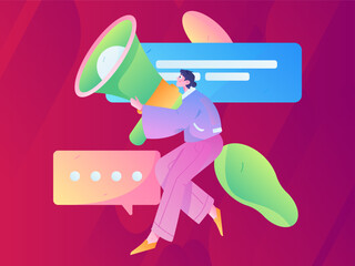 Notification announcement vector creative flat hand drawn illustration
