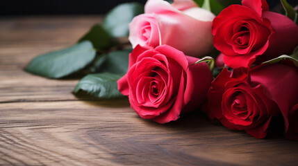 roses set on a wooden floor..