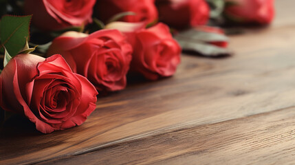 roses set on a wooden floor..