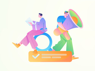 Notification announcement vector creative flat hand drawn illustration
