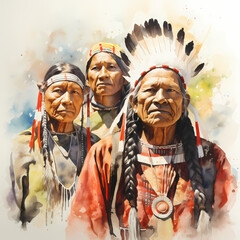 The Osage tribe,watercolor illustration.
