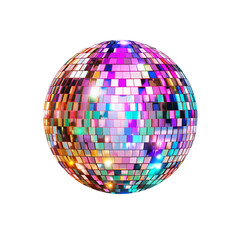 Obraz premium Pink Colorful Technicolor Retro 70s Disco Ball Isolated on Transparent Background PNG 