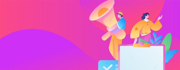 Notification announcement vector creative flat hand drawn illustration
