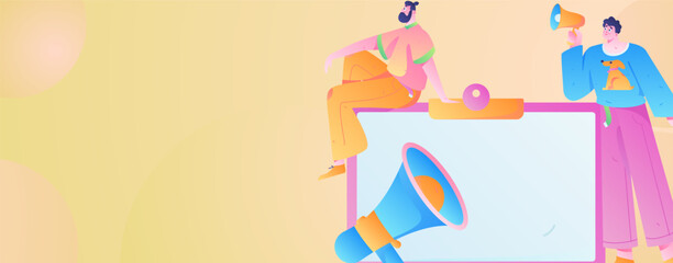 Notification announcement vector creative flat hand drawn illustration
