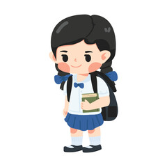 Kid girl student with a backpack