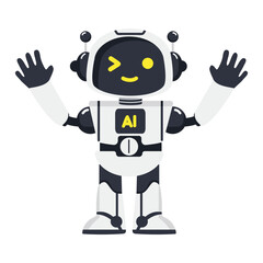 Cute  Ai robot with empty blank white board