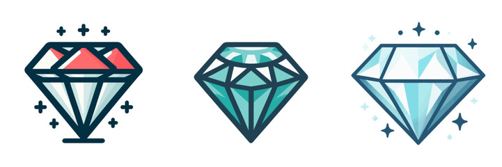 Diamond icon on a white background. Vector illustration