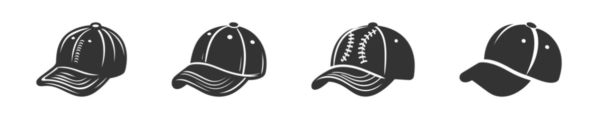 Baseball hat icon set. Vector illustration