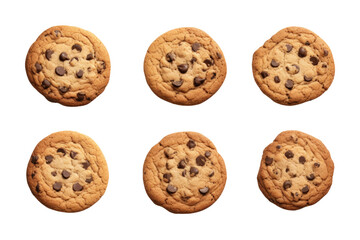 Fototapeta na wymiar a collection of chocolate chip cookies isolated on a transparent background, generative ai