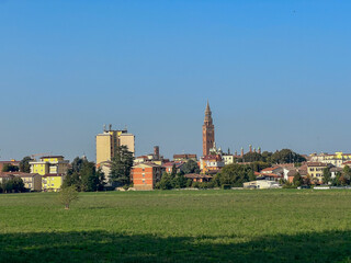 panorama of the city of Cremona in sunny day - obrazy, fototapety, plakaty