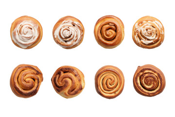 Obraz na płótnie Canvas a collection of cinnamon rolls isolated on a transparent background, generative ai
