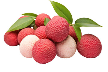 a collection of lychee isolated on a transparent background, generative ai