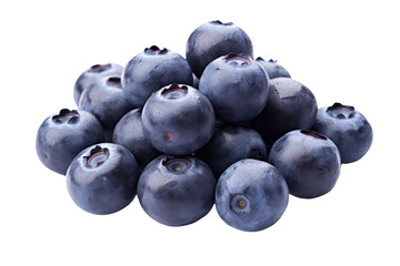 a collection of blueberries isolated on a transparent background, generative ai