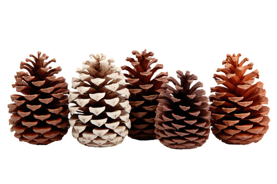 a collection of pinecones isolated on a transparent background, generative ai