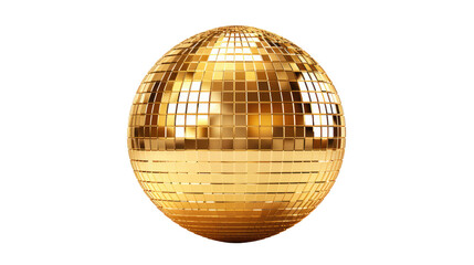 Golden disco mirror ball isolated on transparent background - obrazy, fototapety, plakaty