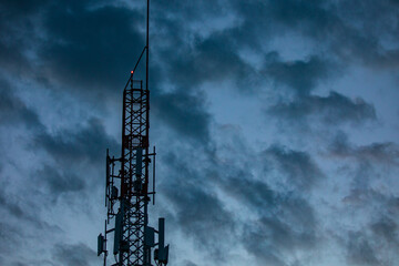 Obraz premium Mobile Tower installation. Cell site and Telecom Base